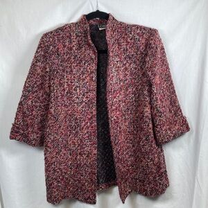 VTG Lori of California Women's Pink Red Multi-Color Bouclé Tweed Blazer Jacket